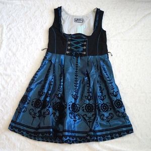 Elegant Blue and Black Dress